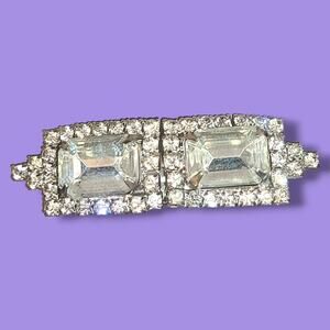 Vintage‎ Clear Rhinestone Convertible Brooch/Pin Dress/Sweater Clips Unsigned